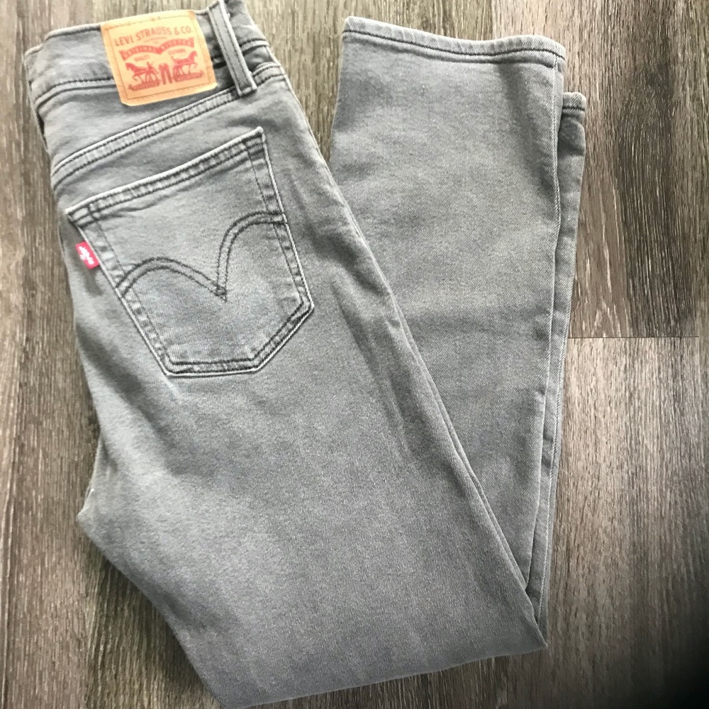 Levi's Women High Rise Wedgie Straight Button Fly Gray Black Jeans Size 28.